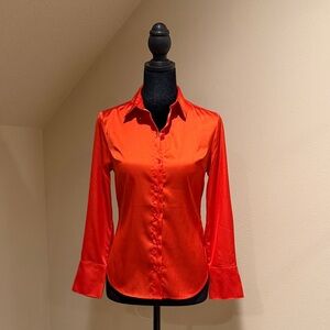 Classic Red Satin Button-Up Women's Shirt